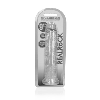 Dildo cristal transparente com ventosa em embalagem