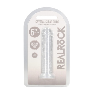 Dildo realista transparente com ventosa em embalagem