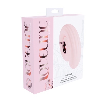 Embalagem rosa e branca de produto Love Me International com leitor giratório de contas