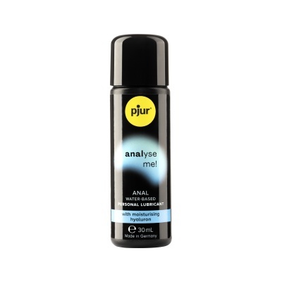 Frasco preto de lubrificante pessoal com rótulo preto e amarelo.