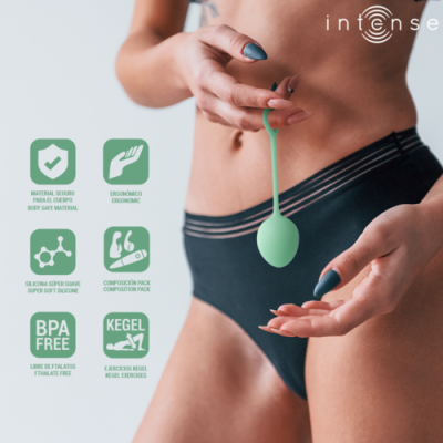Bola de Kegel verde em silicone super suave com design ergonómico segura para o corpo