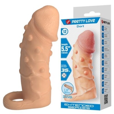 Capa peniana texturizada cor pele com embalagem da marca PRETTY LOVE Dort.