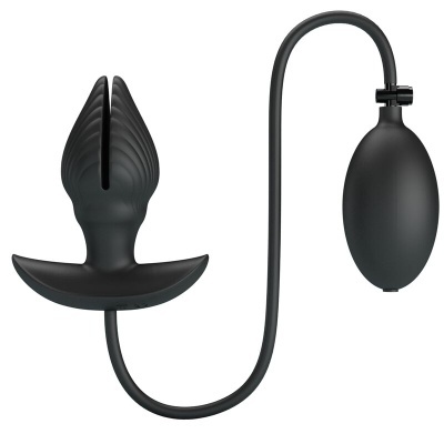 Dispositivo preto de silicone com inflador manual conectado por tubo flexível