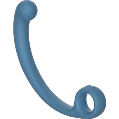 Produto em silicone azul curvo com extremidade em bola e anel