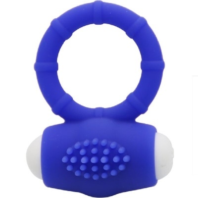 Anel vibratório azul com textura e extremidades brancas