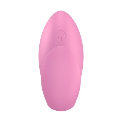 Dispositivo eletrônico rosa com botão de ligar/desligar