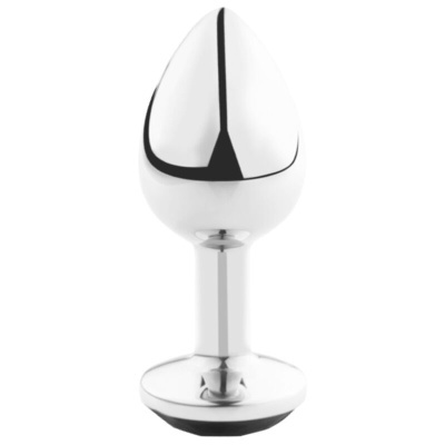 Plug anal de metal prateado com base redonda