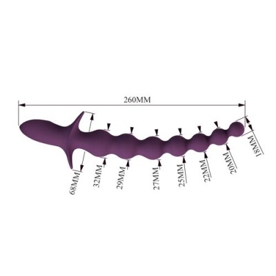 Objeto roxo com várias medidas e formato ondulado.