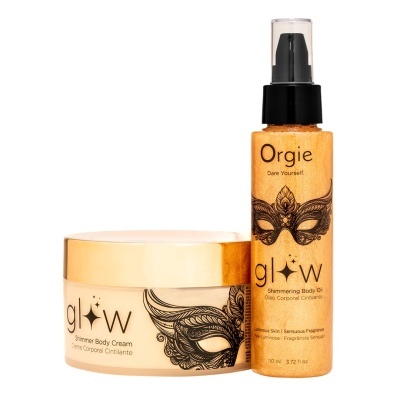 Conjunto Orgie glow creme corporal e óleo corporal cintilante dourados