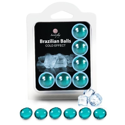 Embalagem de Brazilian Balls COLD EFFECT com bolas azuis translúcidas e cubos de gelo
