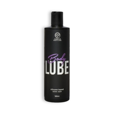 Frasco preto com texto Body LUBE e logótipo Cobeco Bodylube