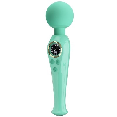Massageador portátil verde água com ecrã digital e botões