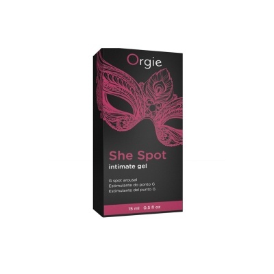 Embalagem preta com máscara rosa e texto de gel íntimo