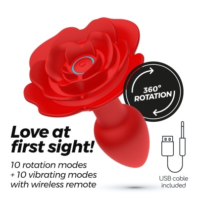 Produto vermelho em forma de flor com controle wireless e cabo USB