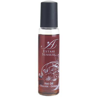 Frasco de óleo quente Extase Sensuel chocolate e laranja com tampa preta