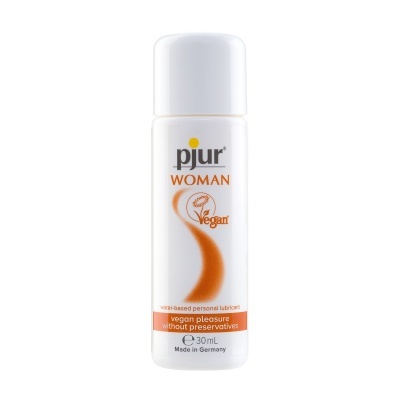 Frasco branco de lubrificante pessoal pjur Woman Vegan 30 mL