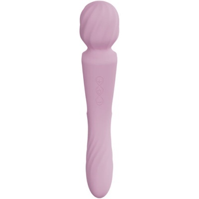 Vibrador rosa claro em silicone com cabeça arredondada texturizada e botões embutidos
