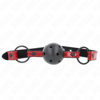 Collar mordaza negro con detalles rojos y bola central perforada