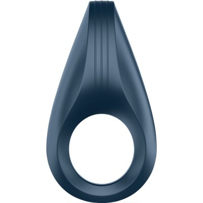 Anel azul escuro com linhas decorativas em fundo branco