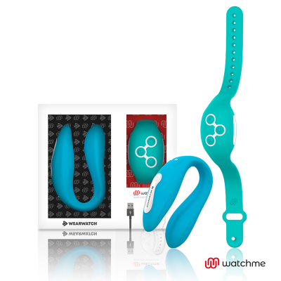 Relógio e bracelete eletrónico azuis em silicone com cabo USB e embalagens