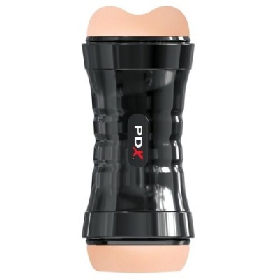 Dispositivo preto com extremidades cor de pele e marca PD X