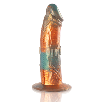 Dildo de silicone translúcido com texturas e base larga