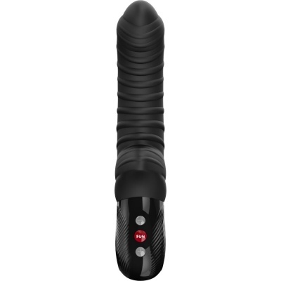 Vibrador preto texturizado com botões de controlo