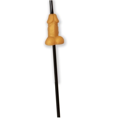 Palhinha preta com decoração em silicone laranja em forma de órgão genital masculino