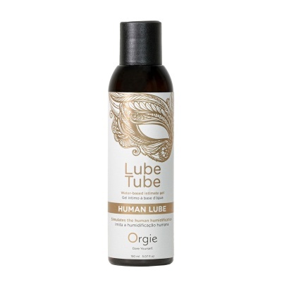 Frasco de gel íntimo com rótulo branco, padrão dourado e texto descritivo.