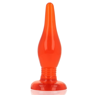 Objeto cónico laranja translúcido de silicone com base larga