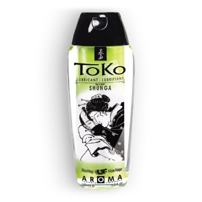 Frasco de lubrificante ToKo aroma melão-manga com design artístico japonês