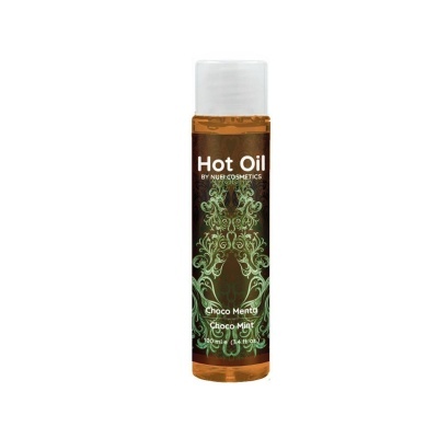 Frasco de óleo corporal Hot Oil Choco Mint com tampa branca