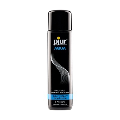 Frasco preto de lubrificante pessoal à base de água pjur AQUA 100 mL