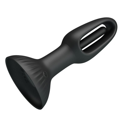 Dispositivo preto em silicone com ventosa e design cónico