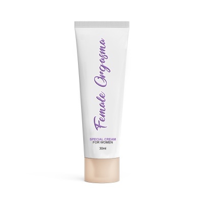 Frasco branco com texto roxo e tampa dourada