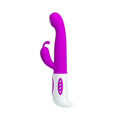 vibrador roxo com base branca e botões