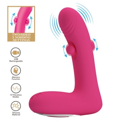 Vibrador rosa de silicone com texturas e esferas laterais