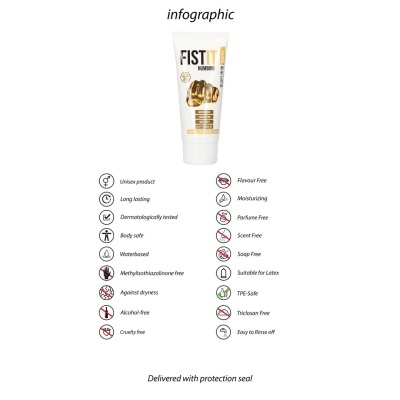 Tubo branco de gel FISTIT NUMBING 100 ml com imagem dourada de punho e texto explicativo