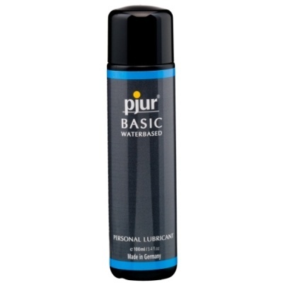 Frasco preto de lubrificante pessoal pjur BASIC à base de água.