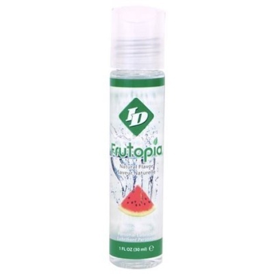 Frasco de líquido com rótulo de melancia e texto em inglês.
