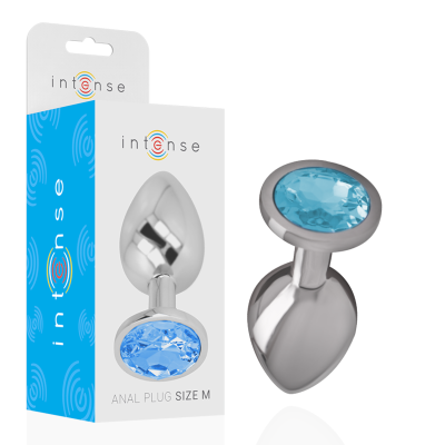 Plug anal metálico com gema azul