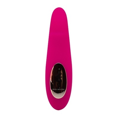 Vibrador rosa com detalhe prateado e texto FUN-MATES