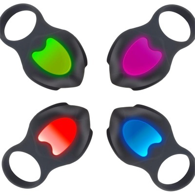 Luzes LED para bicicleta com capa preta e luzes coloridas