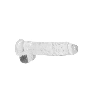 Dildo transparente com textura ondulada e ventosa na base