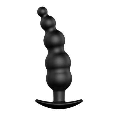 Plug anal preto com esferas e base em T