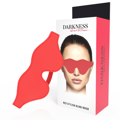Máscara para dormir vermelha estilizada com embalagem DARKNESS