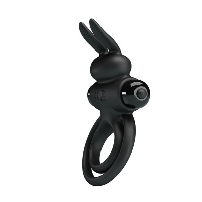 Produto preto em silicone com formato de coelho e anel