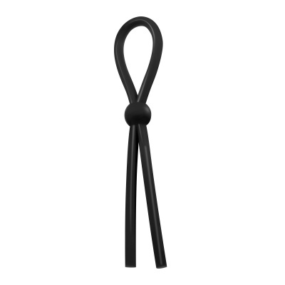 Cordão preto com uma bola numa extremidade.