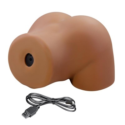 Objeto anatómico castanho claro com cabo USB preto