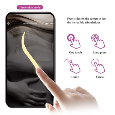 Telemóvel com ecrã a mostrar toque em linha curva amarela e instruções de gestos